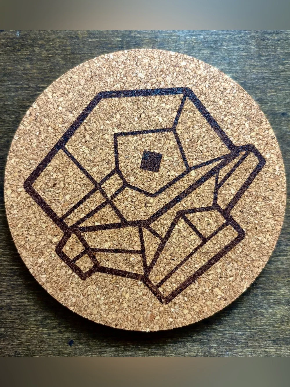 Pokemon Porygon Face Laser Engraved Cork Coaster